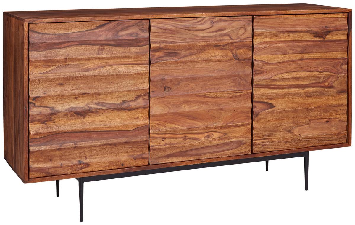 Komoda Mumbai, Pravi Les - črna/barve indijskega rožnega lesa, Design, kovina/les (150/81/41cm) - MID.YOU