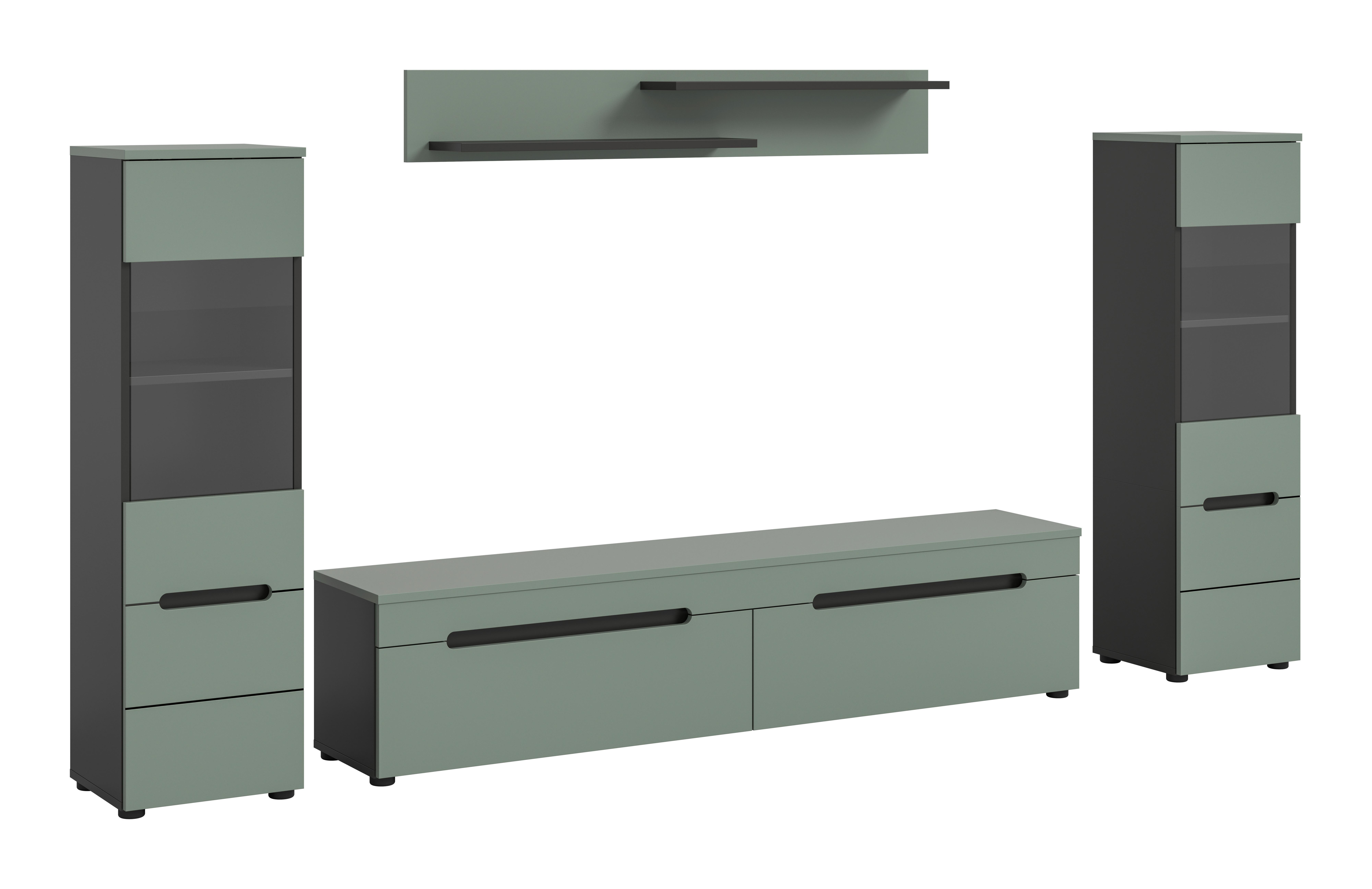 Dnevni Regal Canu, Sivozelena, 4-Delni - črna, Design, umetna masa/leseni material (272/141/33cm) - Livetastic