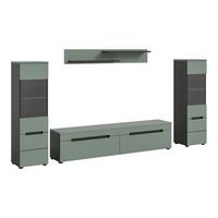 Dnevni Regal Canu, Sivozelena, 4-Delni - črna, Design, umetna masa/leseni material (272/141/33cm) - Livetastic