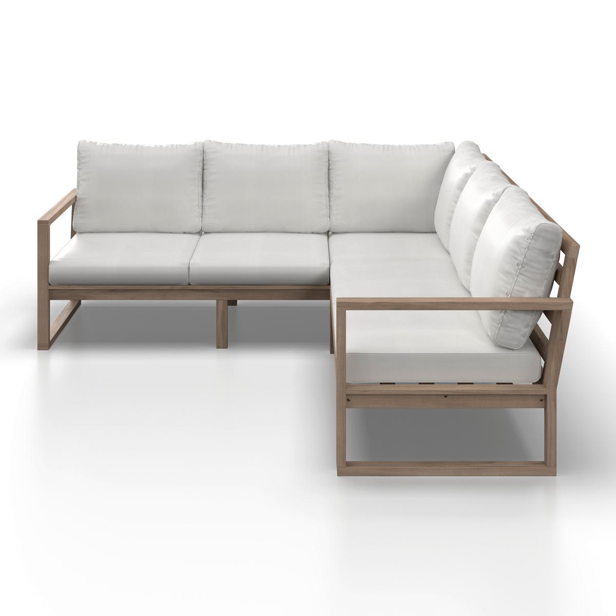 Dining-Loungeset Anouk Creme Holz/Outdoorstoff - Creme/Grauweiß, MODERN, Holz/Textil (194/67/71cm) - Bessagi Garden