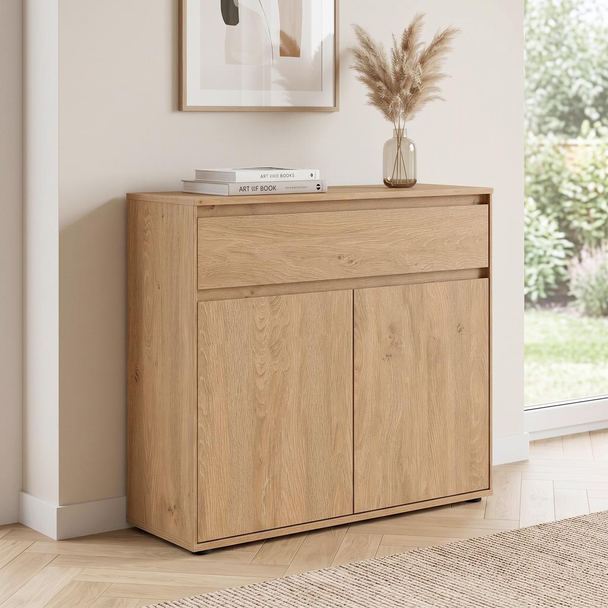 Comodă Calzado - culoare lemn stejar, Modern, material pe bază de lemn (92/86/35cm) - Modern Living