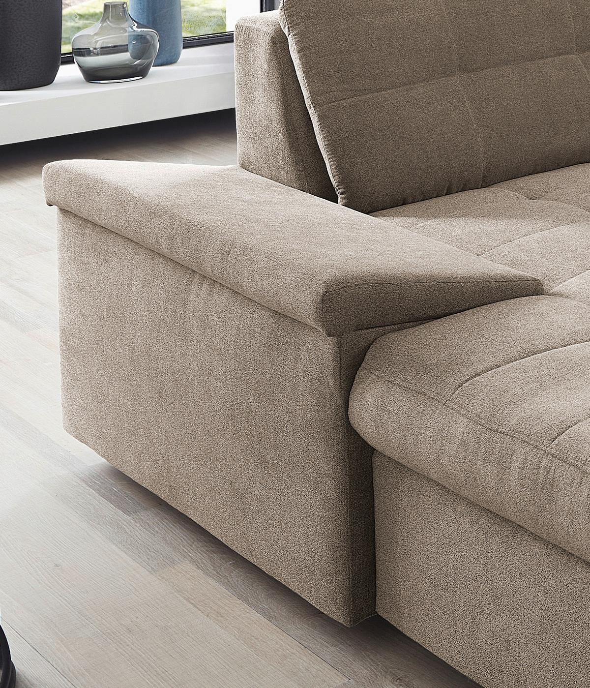 Wohnlandschaft Zira Taupe Nylon/Mikrofaser - Taupe/Chromfarben, Design, Kunststoff/Textil (169/330/212cm) - Livetastic