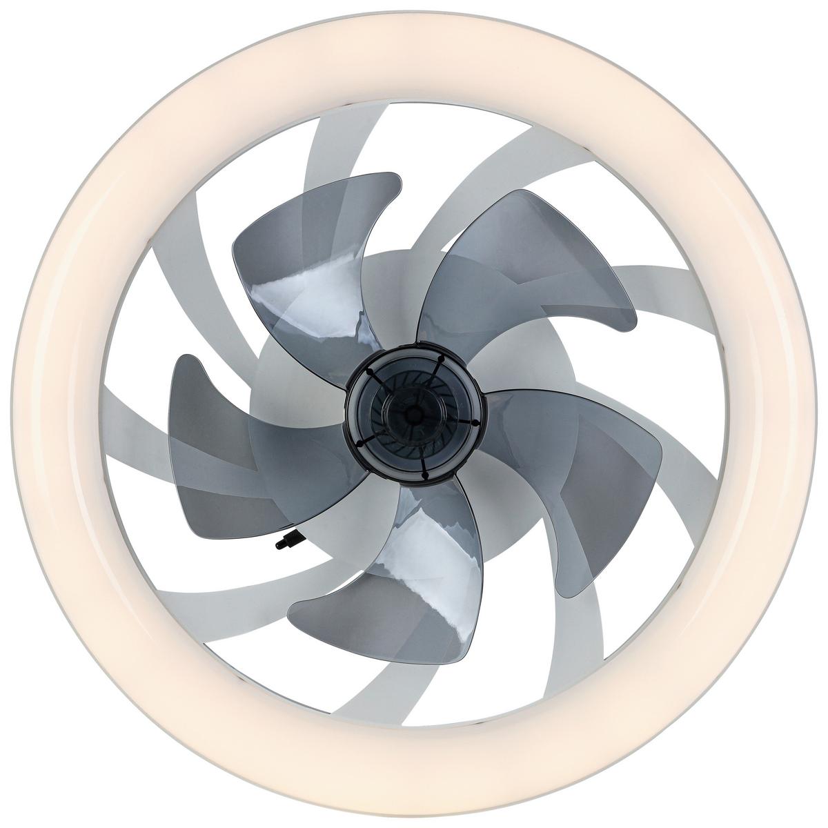 Ventilator de plafon Virti - alb/transparent, Modern, plastic (50/12cm) - Mömax