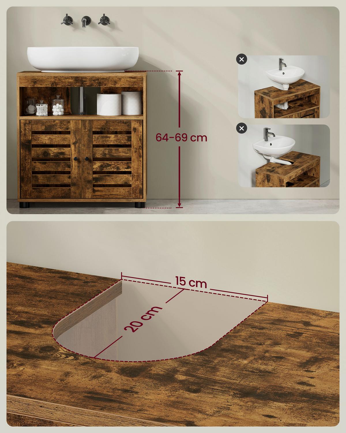 WASCHBECKENUNTERSCHRANK BBK04BXV1 - Schwarz/Braun, Trend, Holzwerkstoff/Kunststoff (60/63/30cm) - MID.YOU