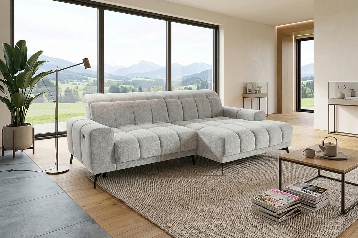 Kutna Garnitura Laya - srebrne boje/boje senfa, Moderno, tekstil (250/155cm) - Premium Living