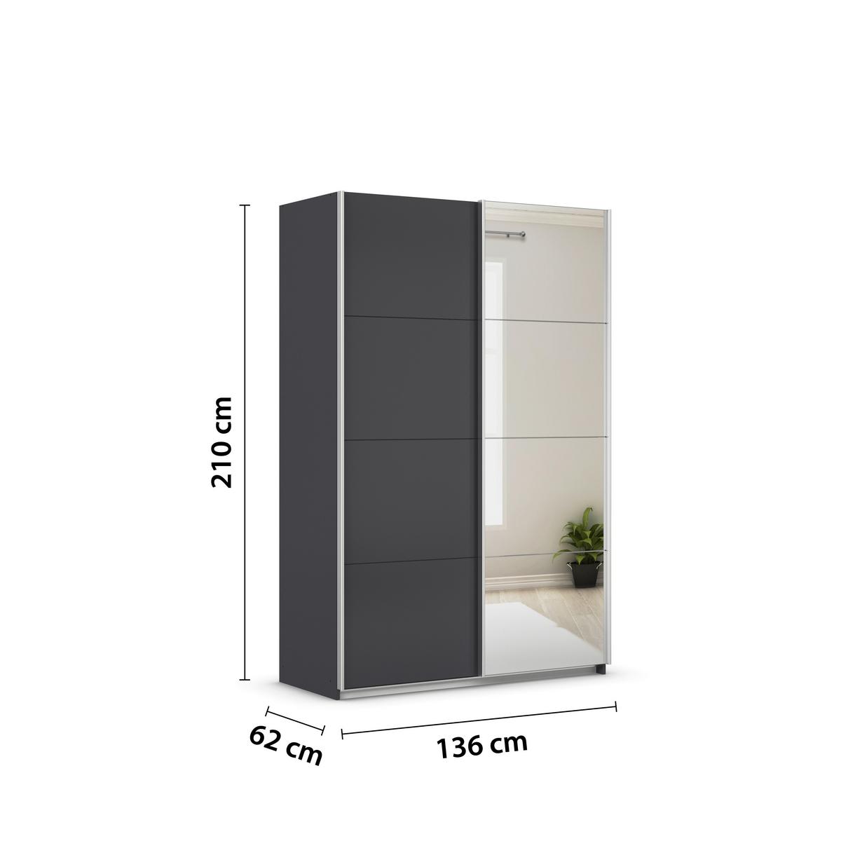 DULAP USI CULISANTE FELDKIRCH - argintiu/antracit, Modern, material pe bază de lemn (136/210/62cm)