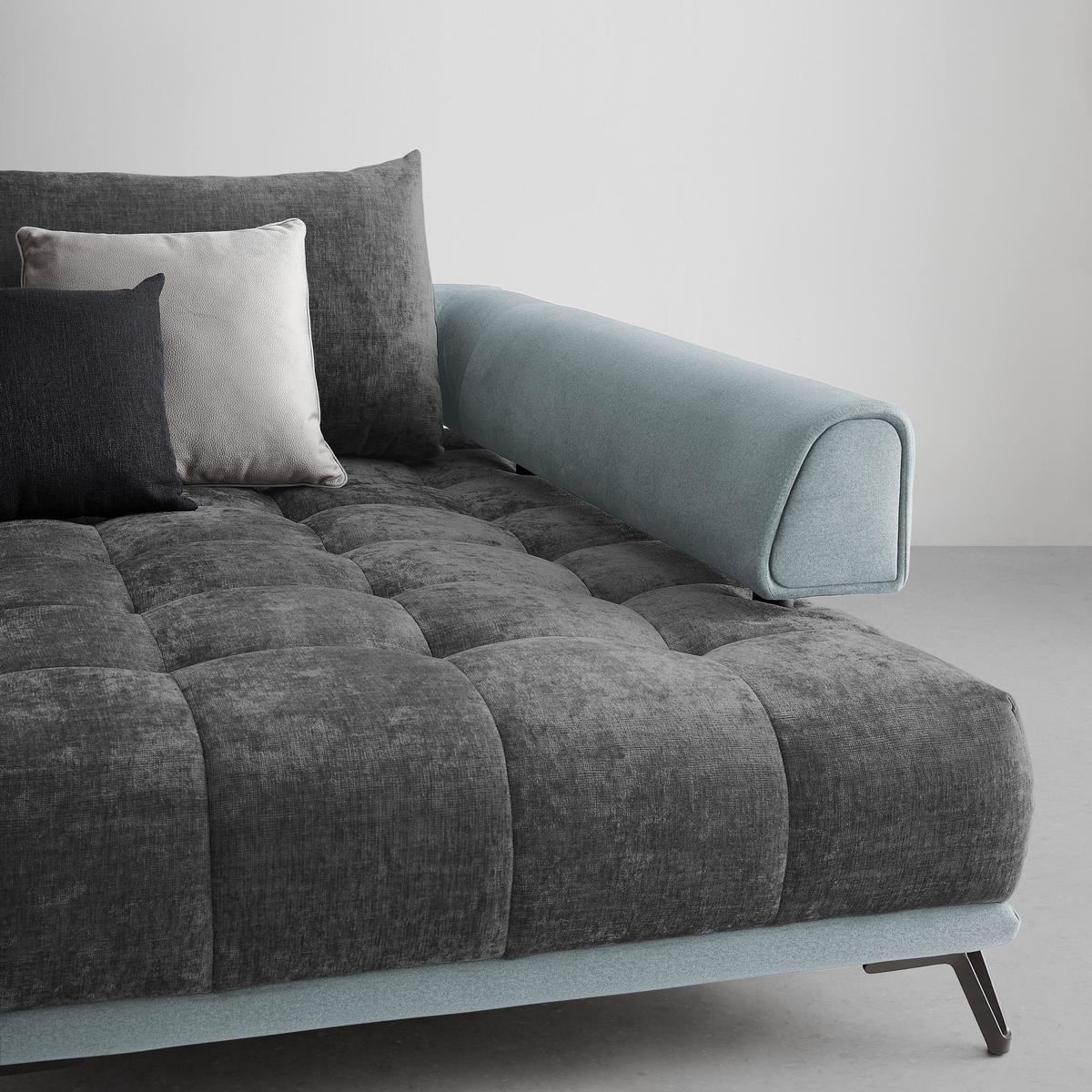 Ecksofa Morgan Silberfarben - Silberfarben/Schwarz, MODERN, Textil/Metall (262/67-87/184cm) - Mömax