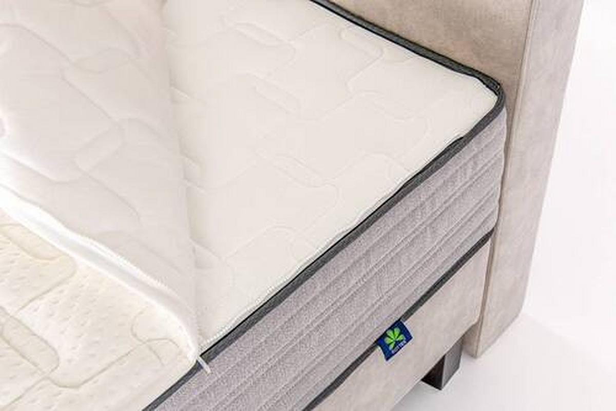 Boxspring Ágy Pasadena - krém, Modern, faalapú anyag/textil (160/200cm)