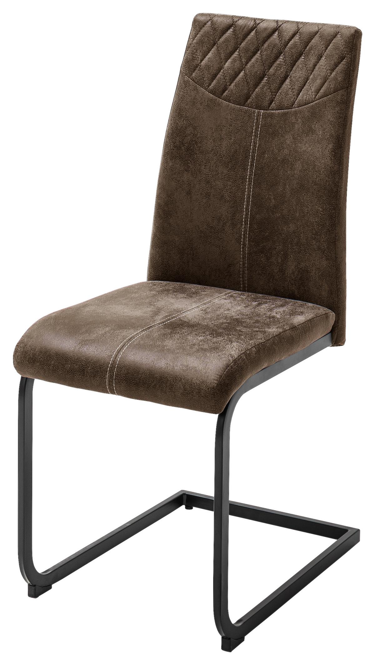 KRZESŁO NA PŁOZIE AOSTA    -TIME- - czarny/brązowy, Design, metal/tkanina (42/94/60cm) - Ti'me