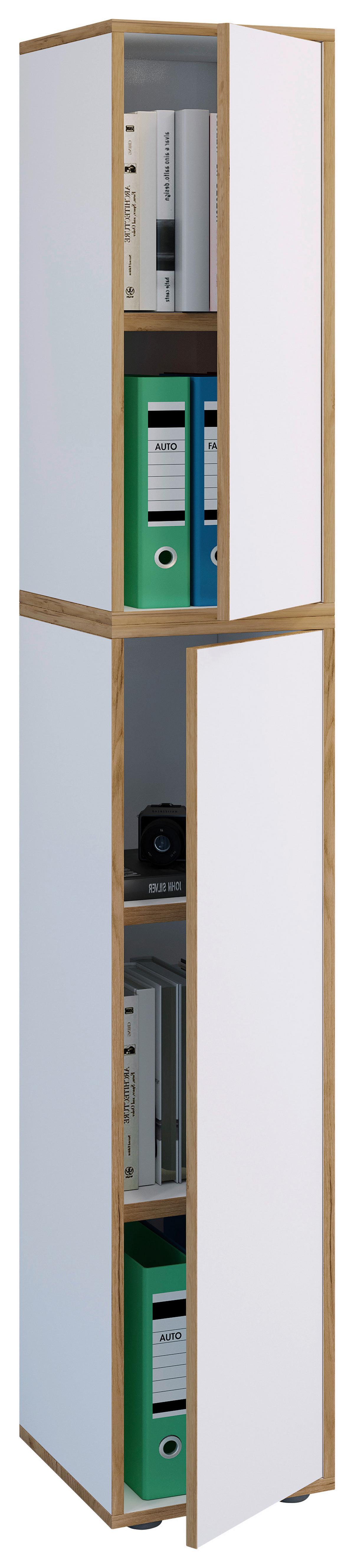 Arhivska Omara Salia B30, Bela, Barva Hrasta - bela/medeni hrast, Design, leseni material (30/183/33cm) - MID.YOU