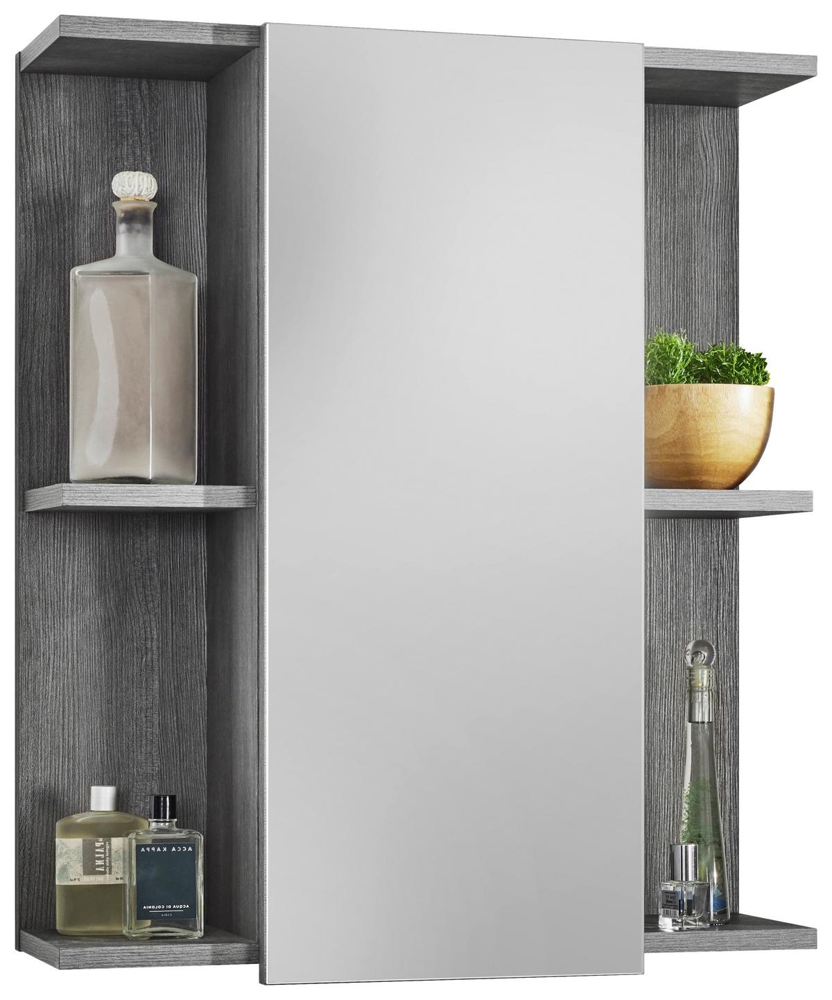 SZAFKA Z LUSTREM SILVER - kolor srebrny, Modern, materiał drewnopochodny/szkło (60/71/20cm) - MID.YOU