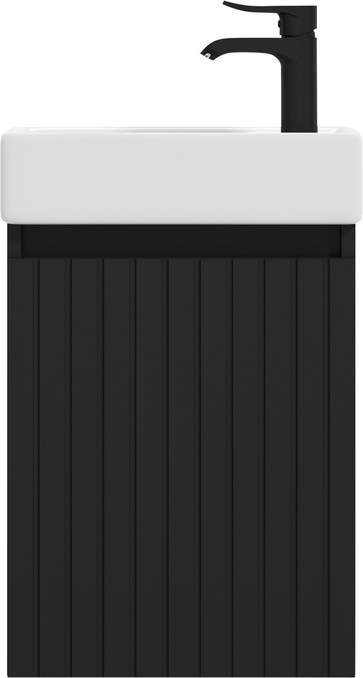 SZAFKA Z UMYWALKĄ BANO 2 - czarny/biały, Basics, materiał drewnopochodny/ceramika (40cm)
