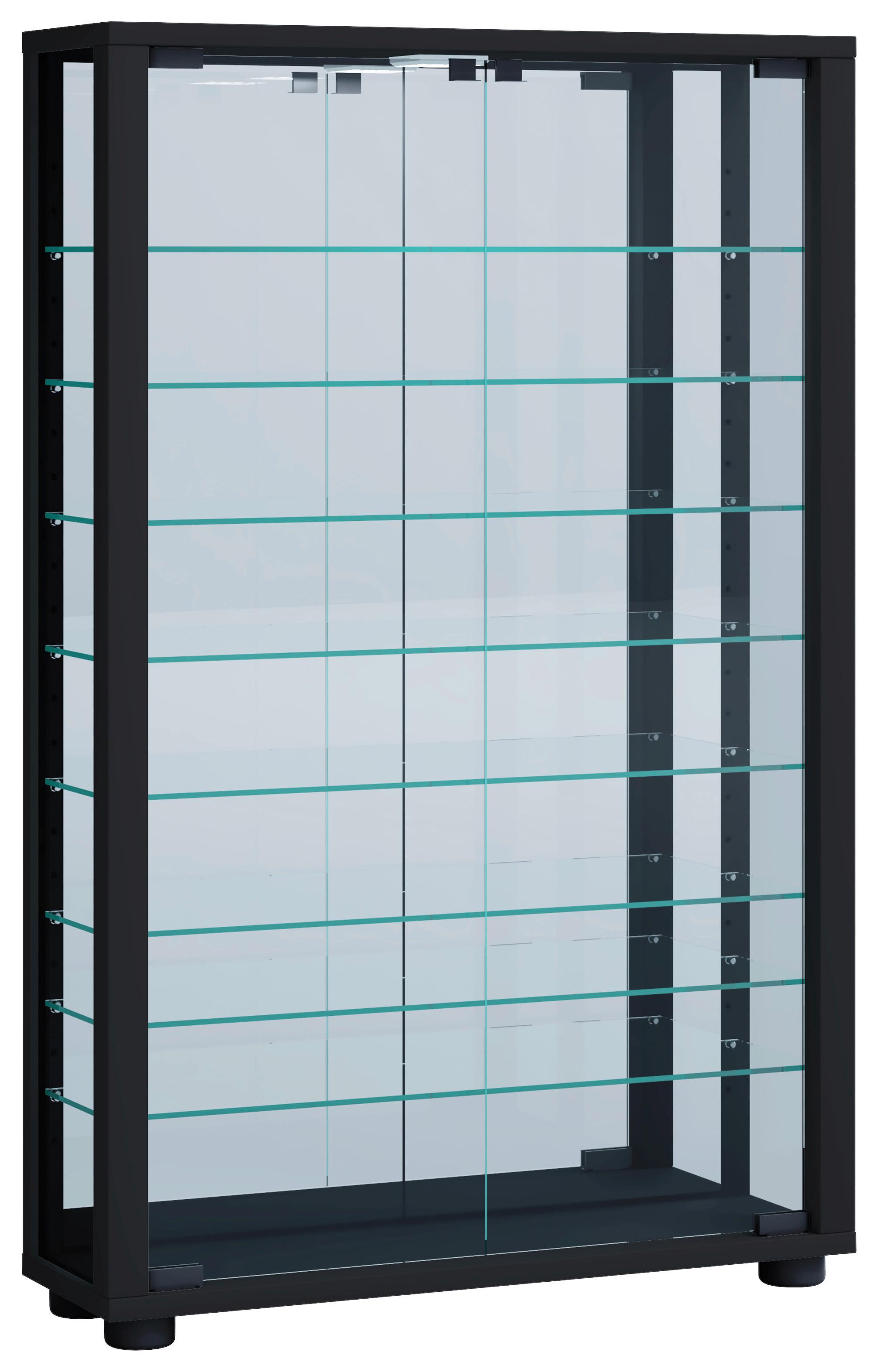 Viseča Vitrina Vitrosa, Črna - črna, Moderno, umetna masa/steklo (59/91,3/18cm) - MID.YOU