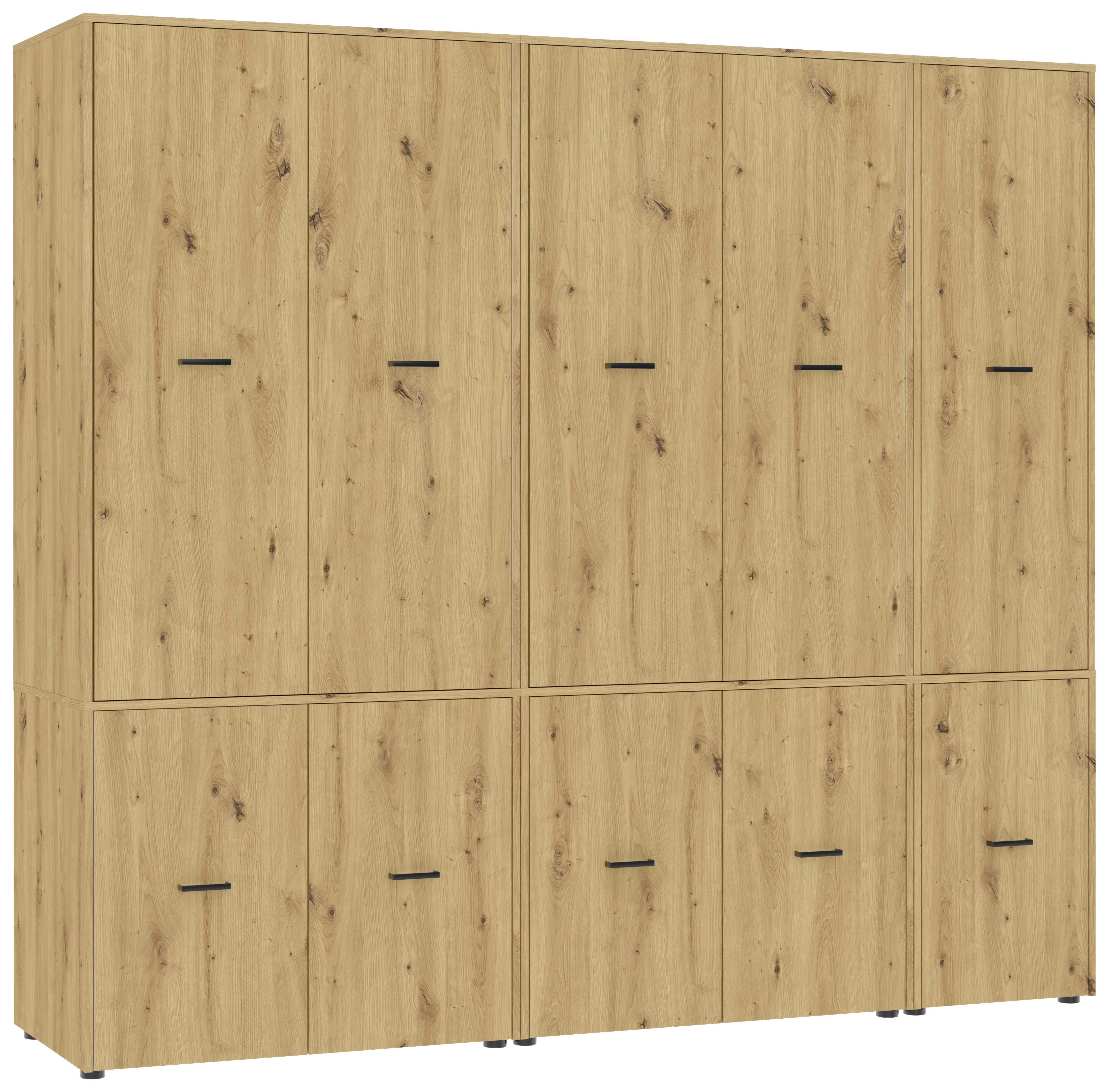Kleiderschrank Kivo Eiche Artisan - Schwarz/Eiche Artisan, Basics, Holzwerkstoff/Kunststoff (225/199,6/52,1cm) - Based