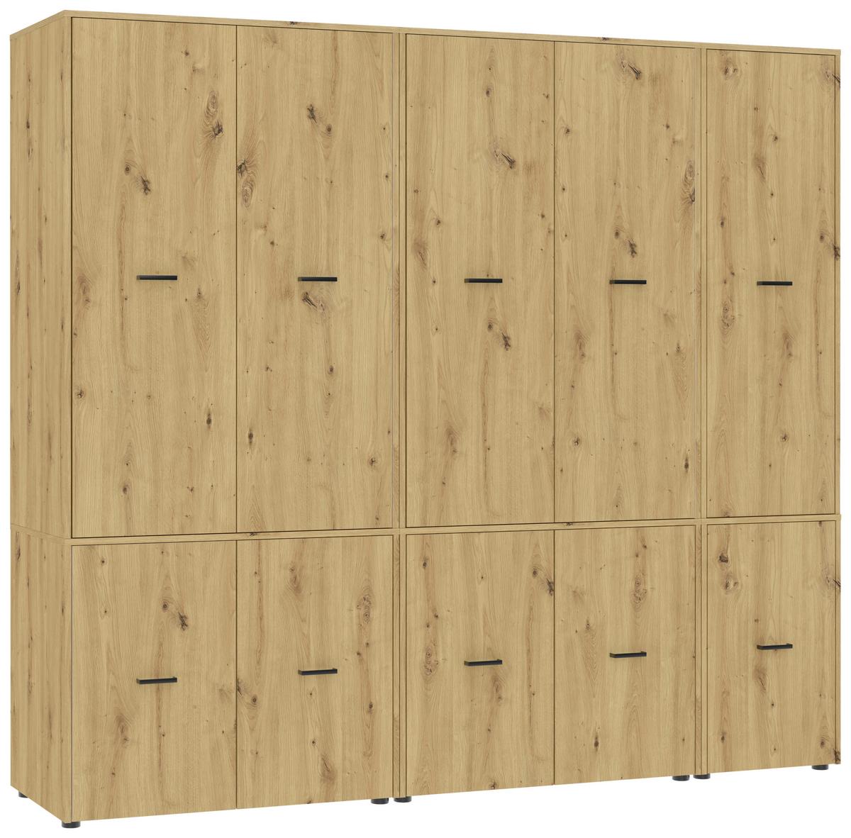 Kleiderschrank Kivo Eiche Artisan - Schwarz/Eiche Artisan, Basics, Holzwerkstoff/Kunststoff (225/199,6/52,1cm) - Based