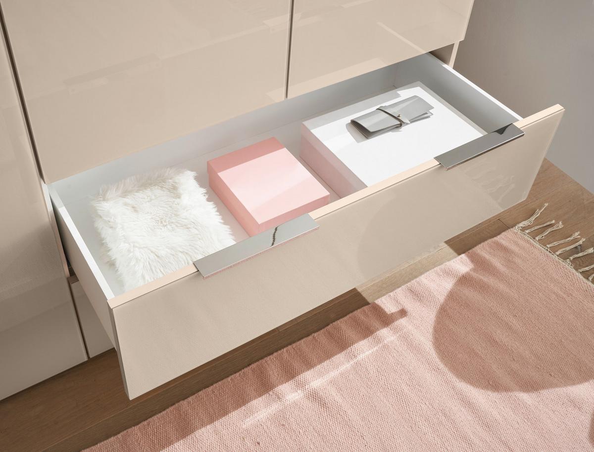 Drehtürenschrank Siena Kaschmirfarben - Kaschmir/Chromfarben, KONVENTIONELL, Glas/Holzwerkstoff (200/212/57cm) - Premium Living