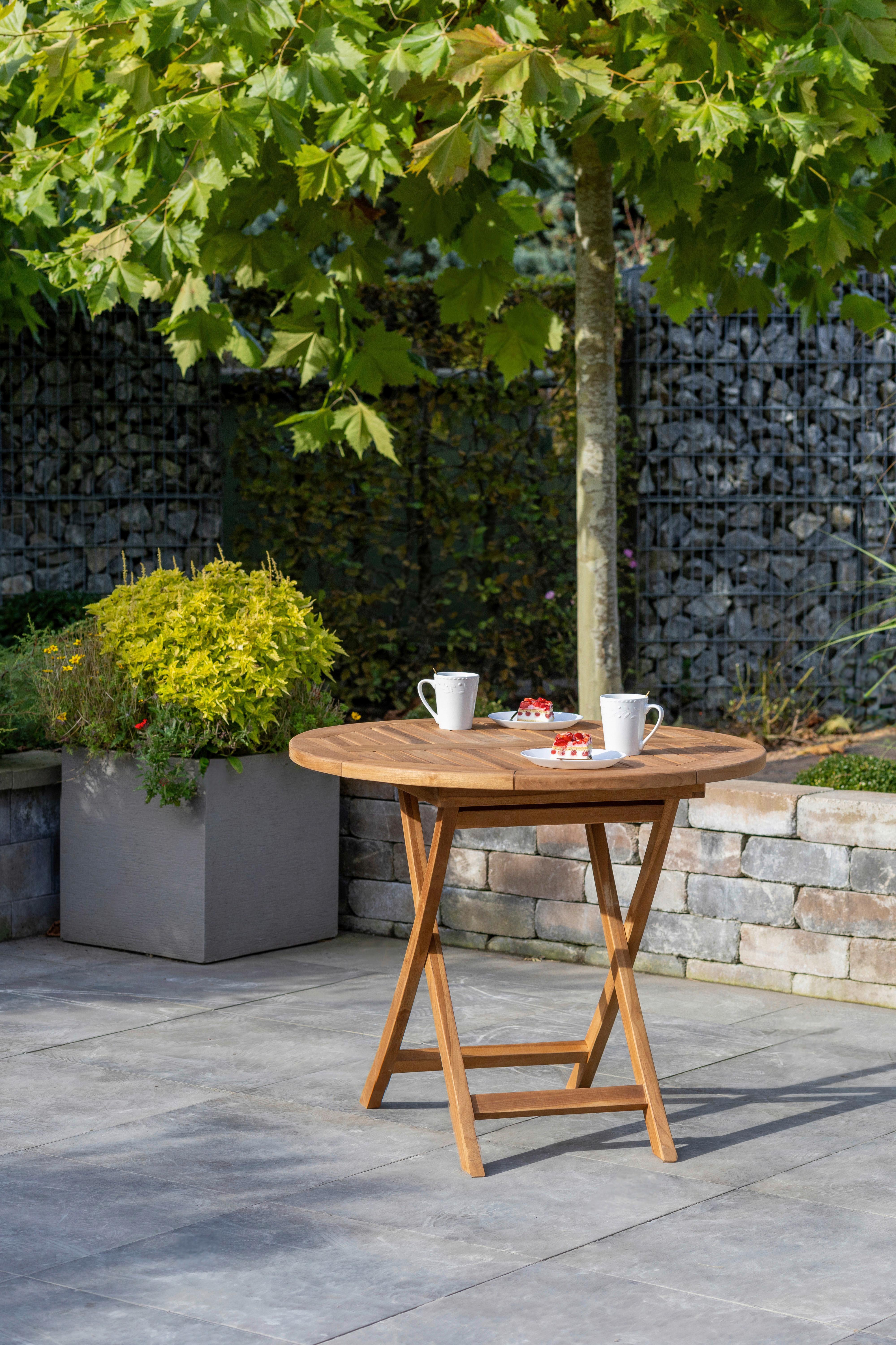 Gartentisch Woodie Teak klappbar - Teakfarben, Basics, Holz (90/75cm) - Gardenson