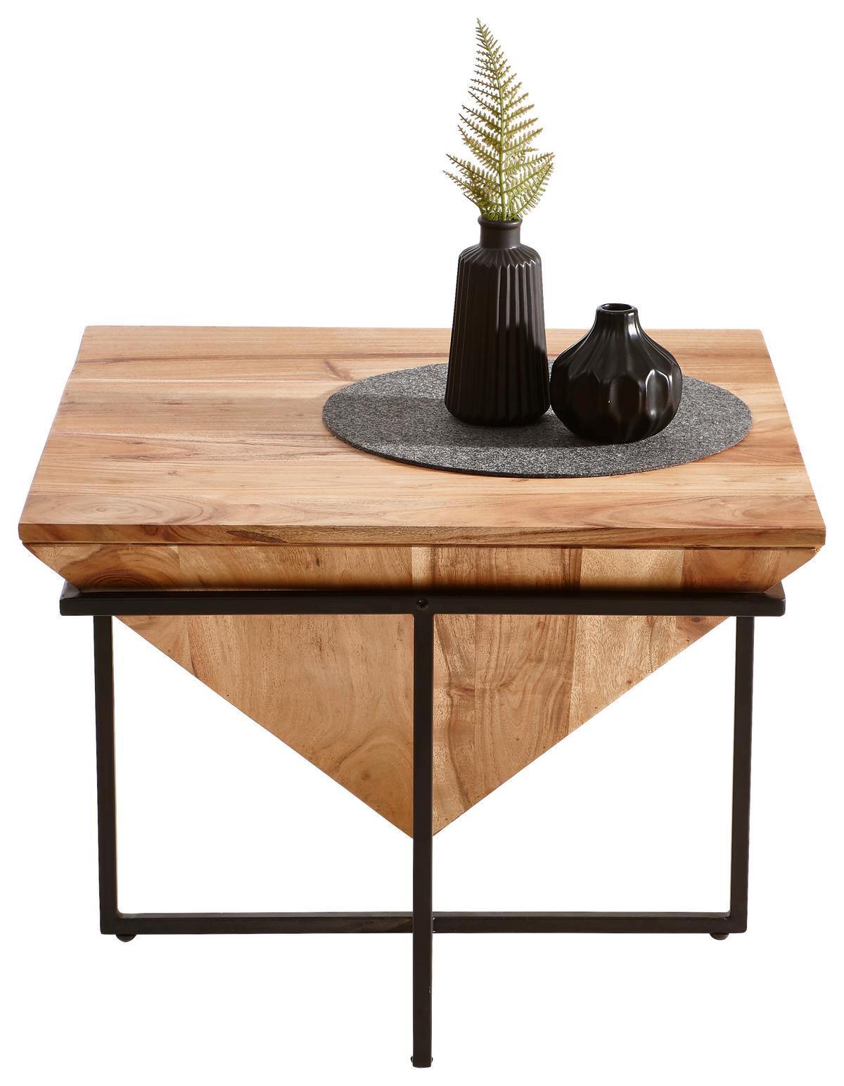 STOLIK KAWOWY GOA II - kolor naturalny/czarny, Lifestyle, metal/drewno (60/60/45cm) - Landscape