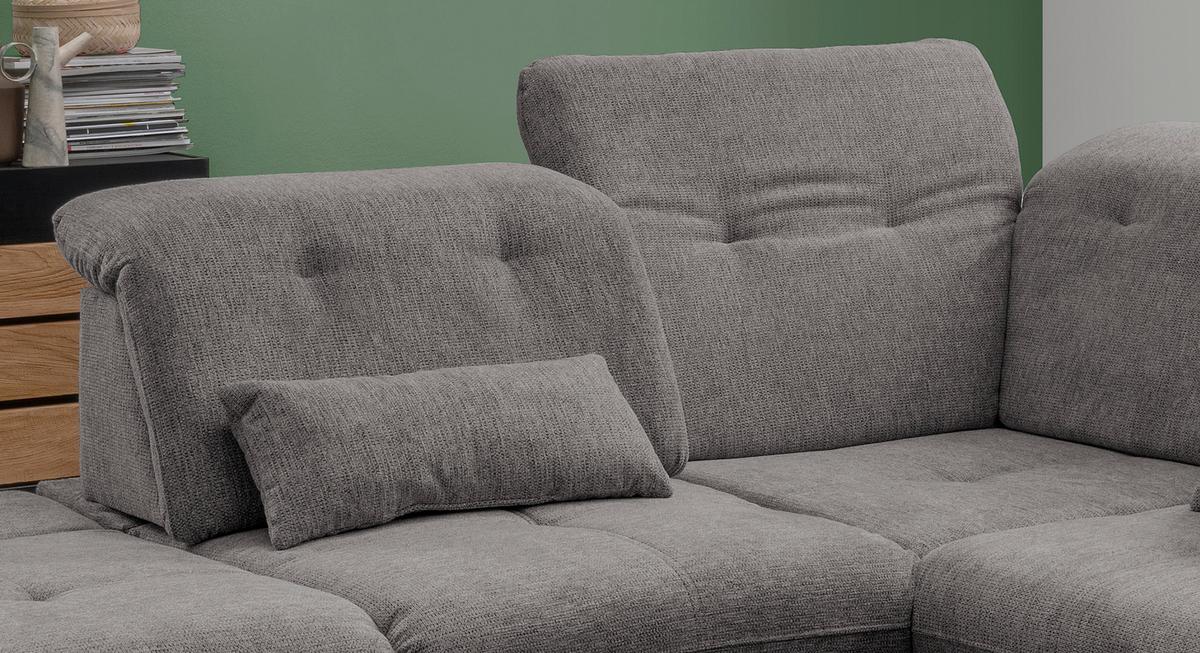 Wohnlandschaft Dalida Braun/Grau Chenille - Chromfarben/Braun, Design, Textil/Metall (254/280cm) - Livetastic