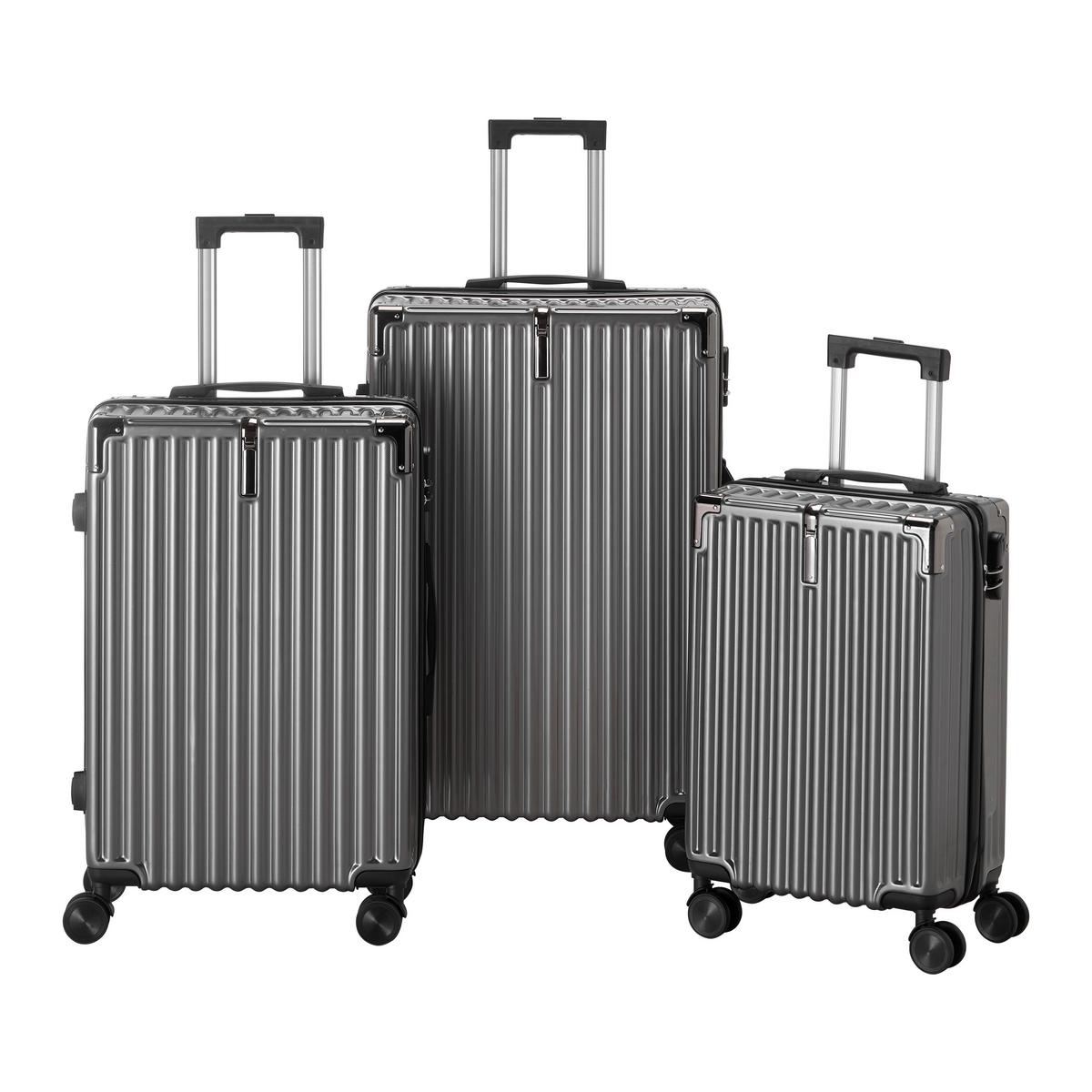 Reisekofferset Palermo Dunkelgrau, 3-tlg. - Dunkelgrau, KONVENTIONELL, Kunststoff - Mömax