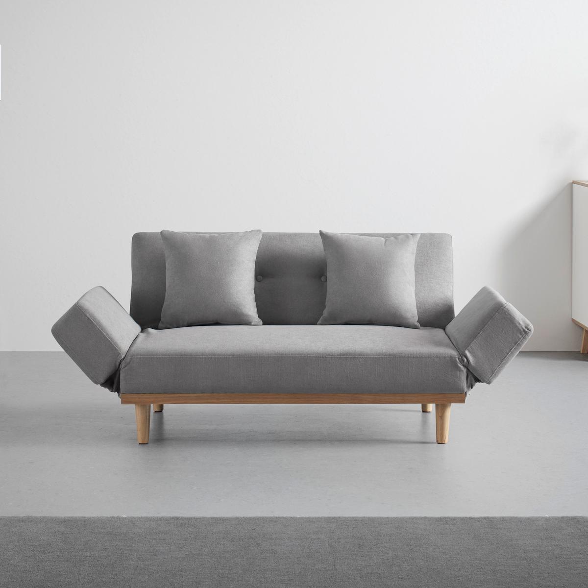 Schlafsofa Felicia Hellgrau Webstoff - Hellgrau/Naturfarben, MODERN, Holz/Textil (169/71/79cm) - Bessagi Home