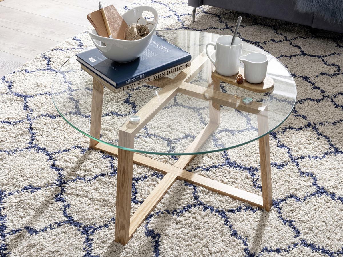 Klubska Miza Wl6.495 - barve hrasta/rjava, Moderno, steklo/les (78/78/41cm) - MID.YOU