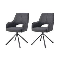 Set Naslanjačev Jana, Antracit, 2 Kos - antracit, Moderno, kovina/tekstil (57/91/64cm) - MID.YOU