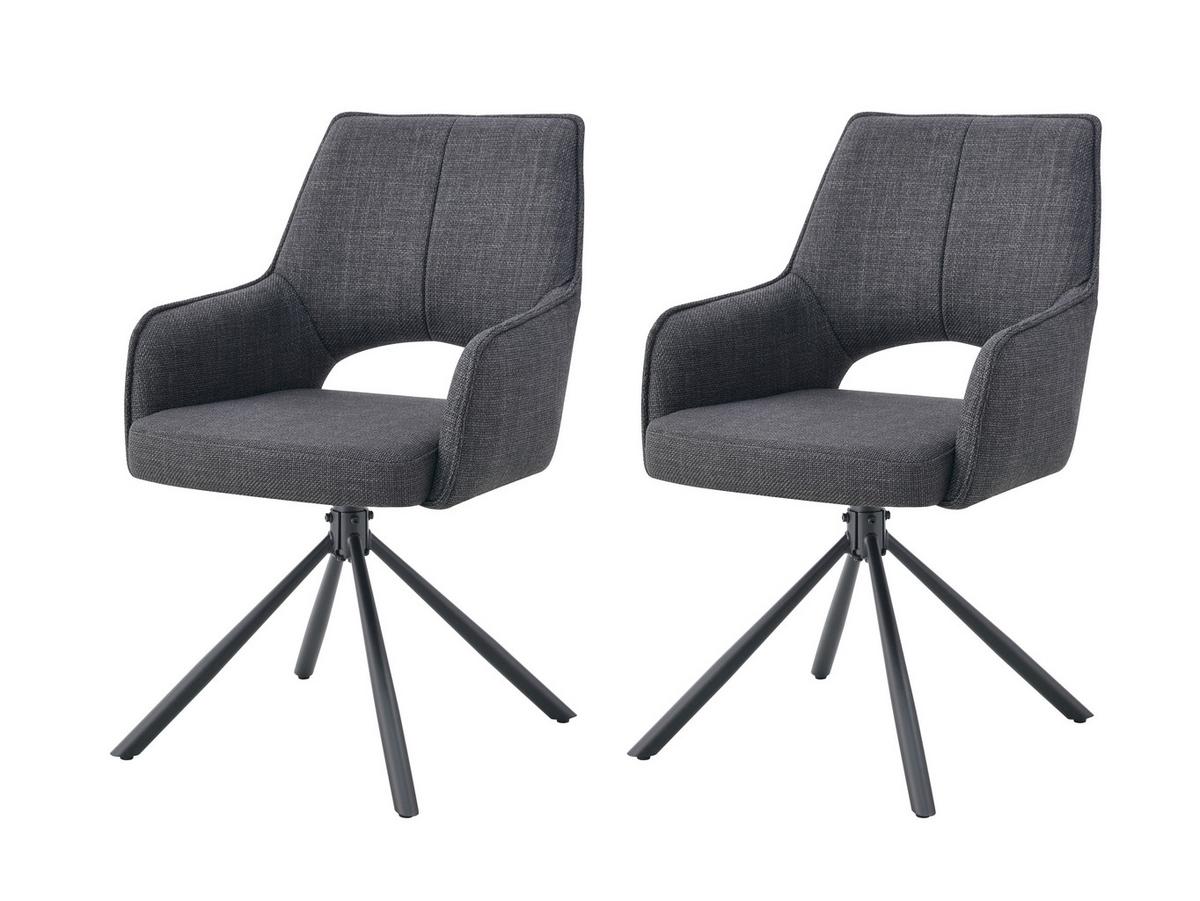 Set Naslanjačev Jana, Antracit, 2 Kos - antracit, Moderno, kovina/tekstil (57/91/64cm) - MID.YOU