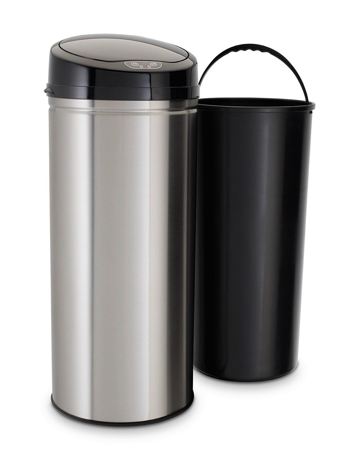 Coș gunoi Sensor cca. 42 l - argintiu/negru, Trend, plastic/metal (31/31/79,5cm) - Echtwerk