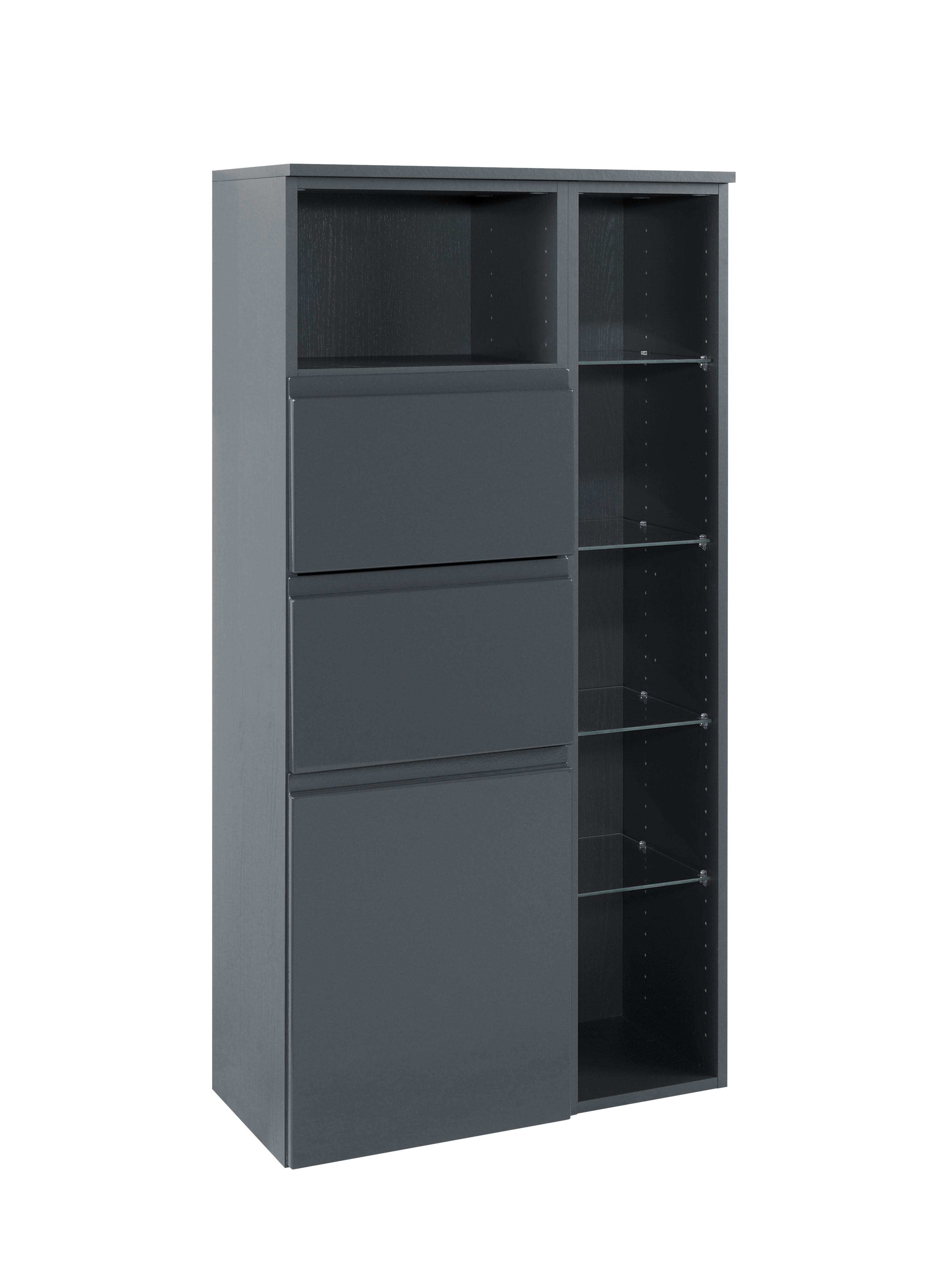 Midischrank in Grau 'Cardiff' - Graphitfarben, Design, Holzwerkstoff (65/130/35cm) - Held