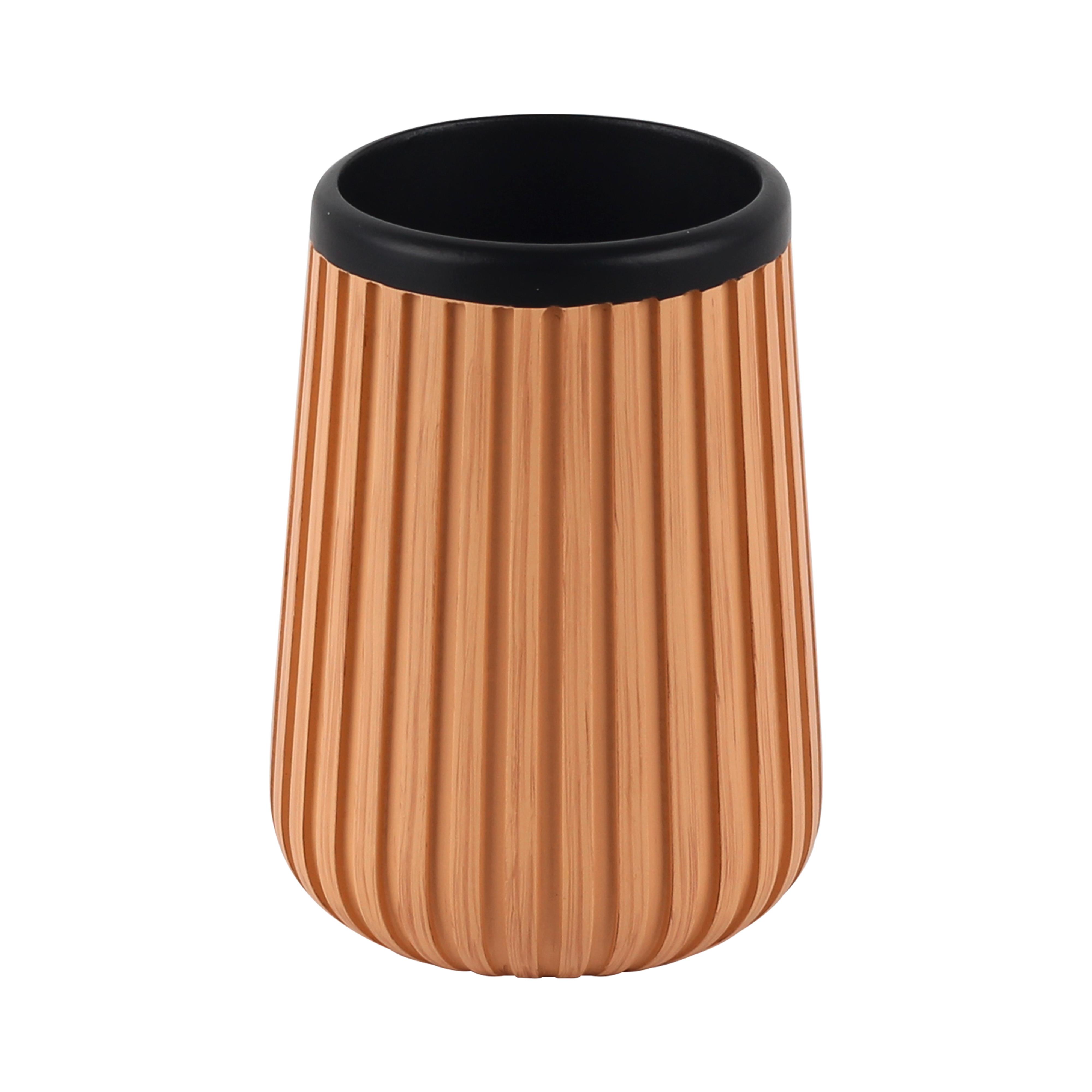Zahnputzbecher Loft Schwarz/Sandfarben - Sandfarben/Schwarz, MODERN, Kunststoff (7,5/10,5cm) - Mömax