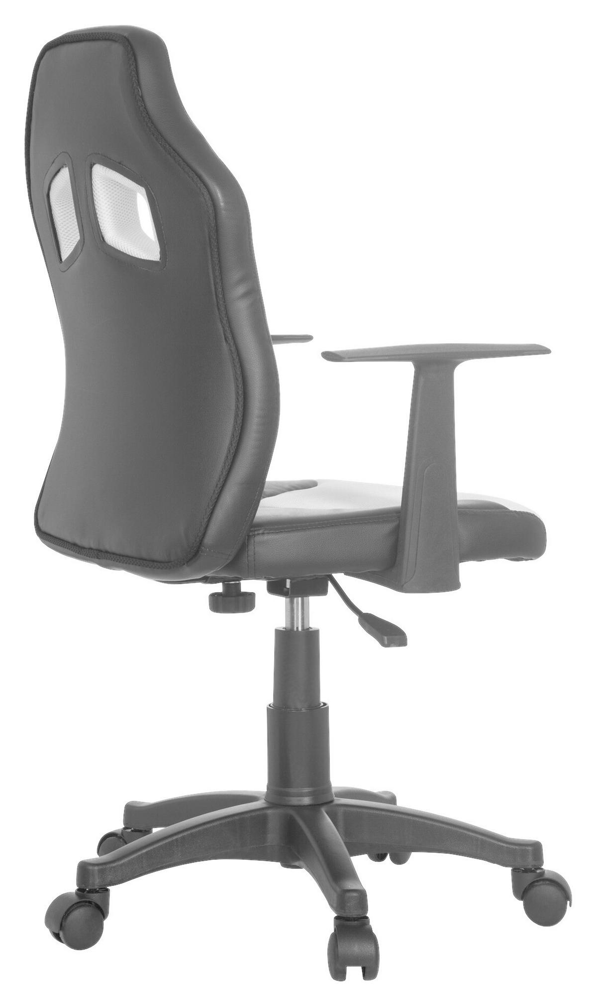 Jugenddrehstuhl Kid Racer ca.54x90-100x48cm Weiß,Schwarz - Schwarz/Weiß, Basics, Kunststoff (54/90-100/48cm) - MID.YOU