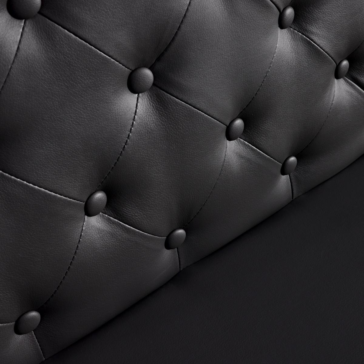 Sitzbank Ivie Schwarz Lederlook Gepolstert - Schwarz, MODERN, Holz/Textil (140/92/62cm) - Bessagi Home