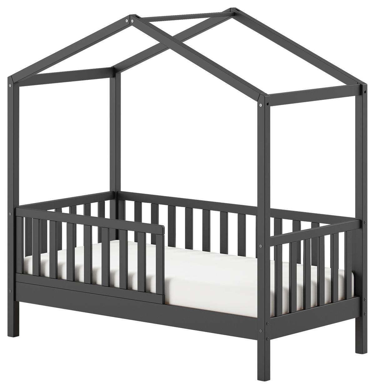 Hausbett Junior ca. 70x140 cm Anthrazit - Anthrazit, MODERN, Holz (70/140cm) - MID.YOU