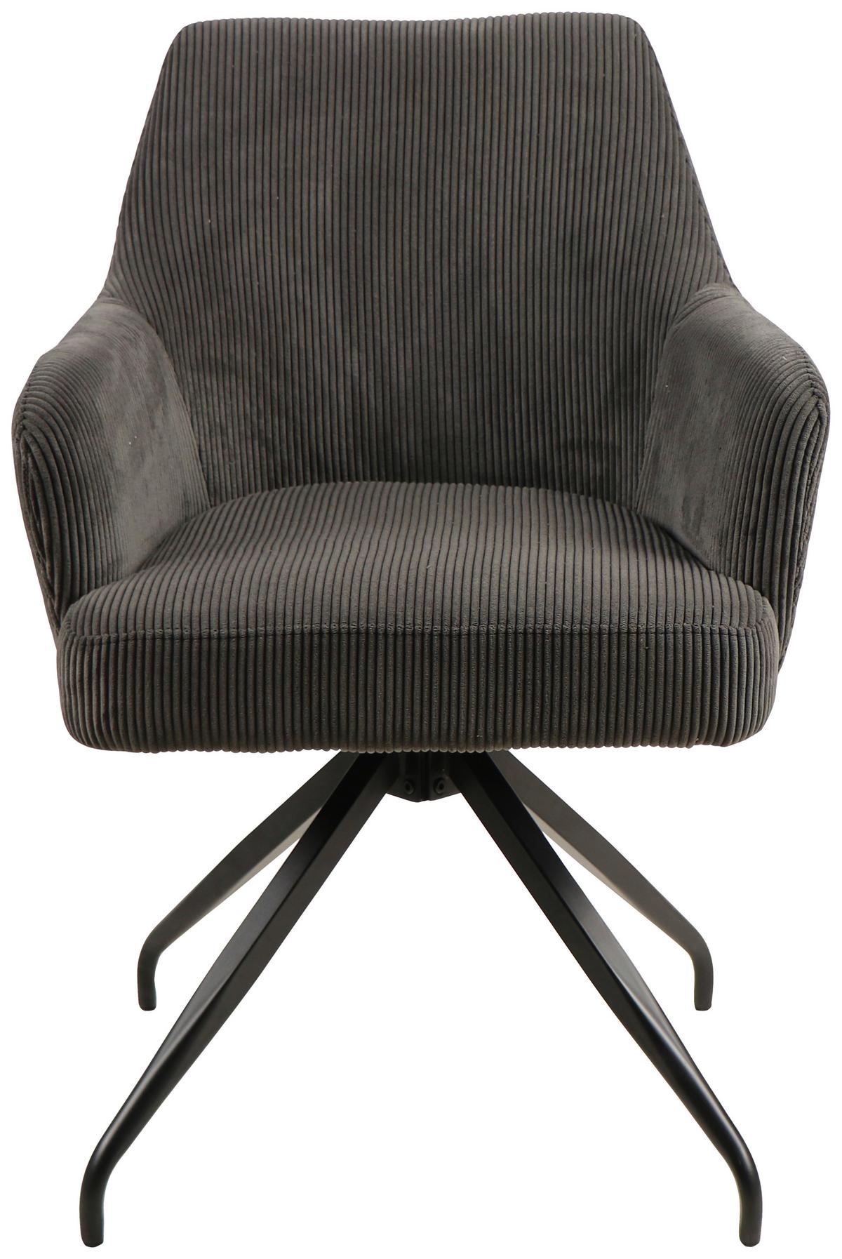 KRZESŁO Z PODŁOKIETNIKAMI JEANETTE - czarny/szary, Modern, metal/drewno (57/86/65cm) - MID.YOU