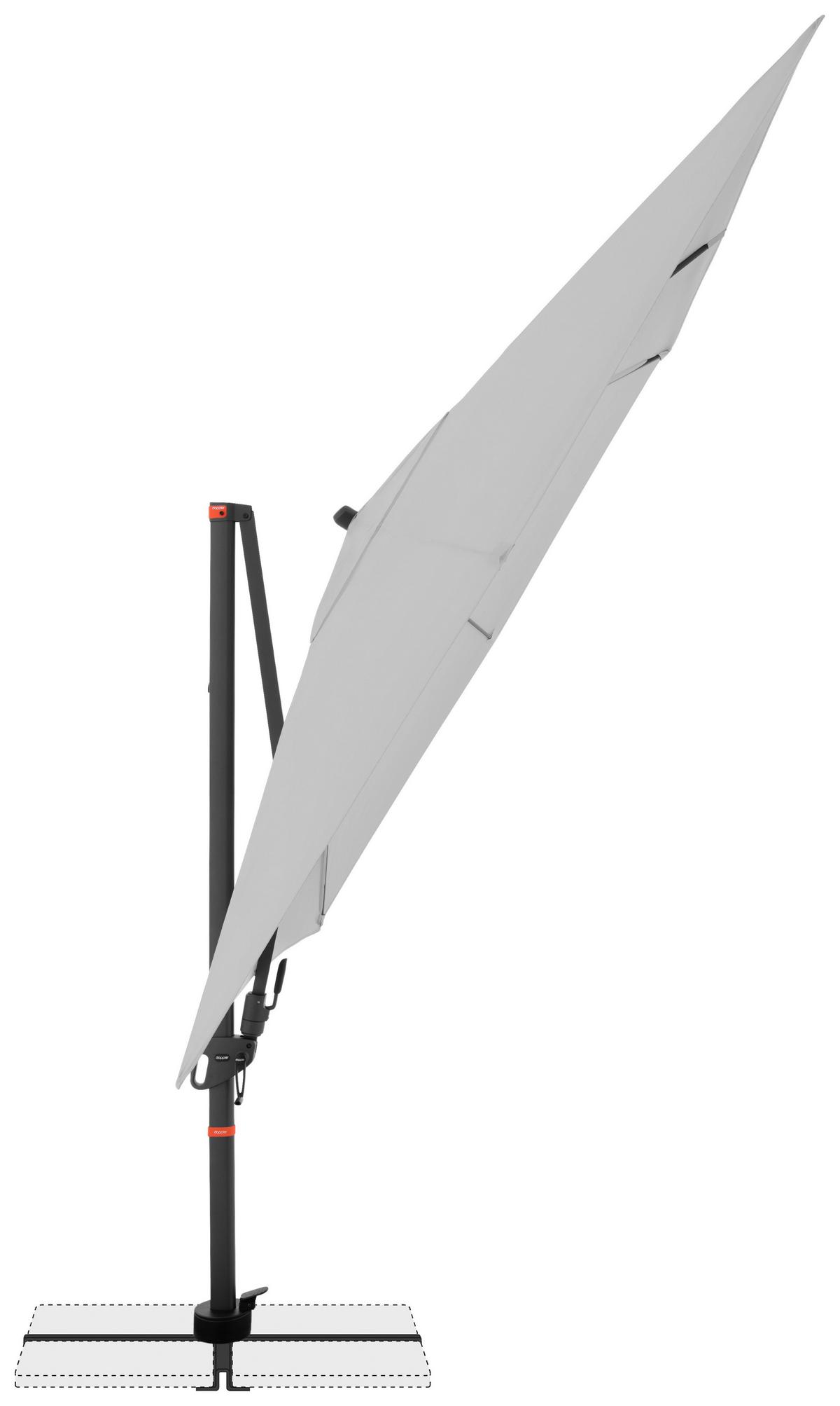 Ampelschirm Myzone Hellgrau ca. 280x280cm - Anthrazit/Hellgrau, Basics, Textil/Metall (280/280cm) - Doppler