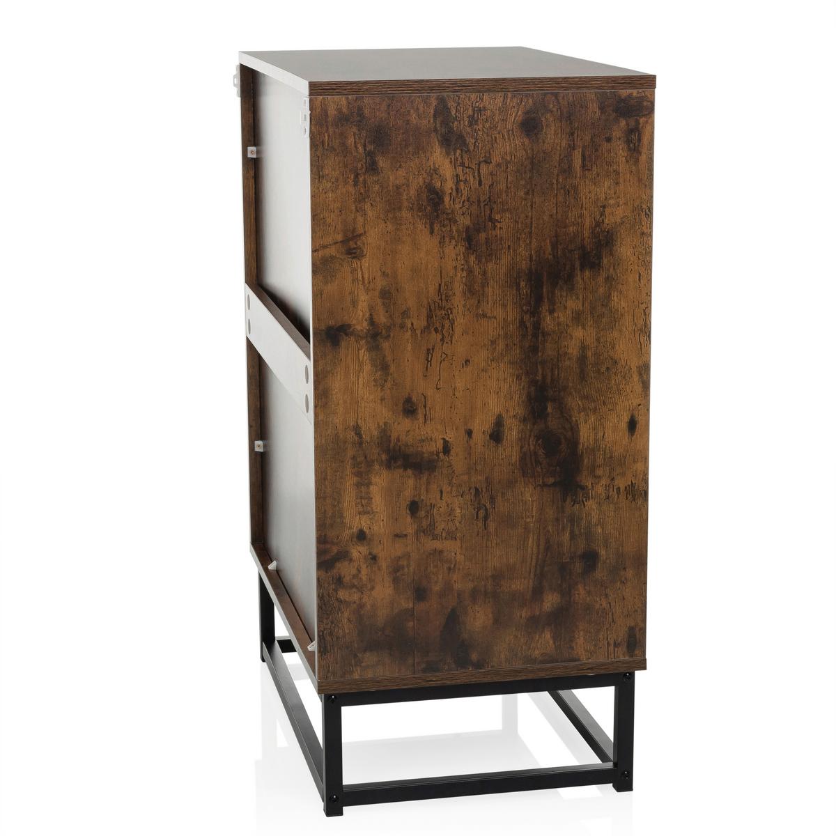 Komoda Vinstra, Rjava, Črna - črna/rjava, Moderno, kovina/leseni material (60/83,5/38,5cm) - MID.YOU