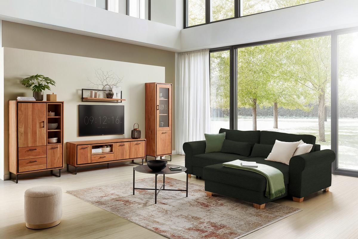 Wohnlandschaft Angelo Dunkelgrün - Dunkelgrün, MODERN, Holz/Holzwerkstoff (255/185cm) - Mömax