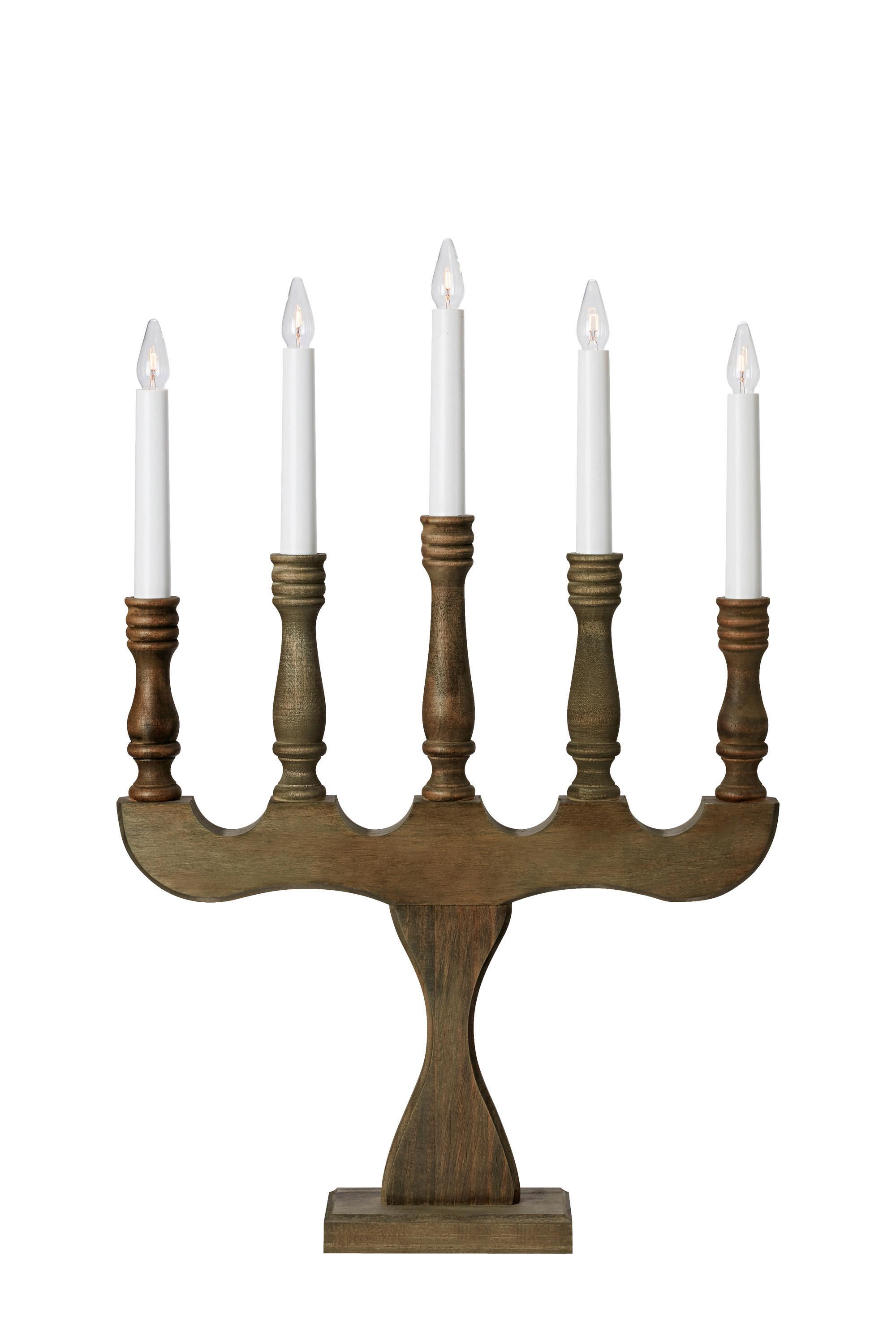 Kerzenhalter Svaneholm Grau - Grau, Basics, Holz (7,5/35/53cm) - Markslöjd