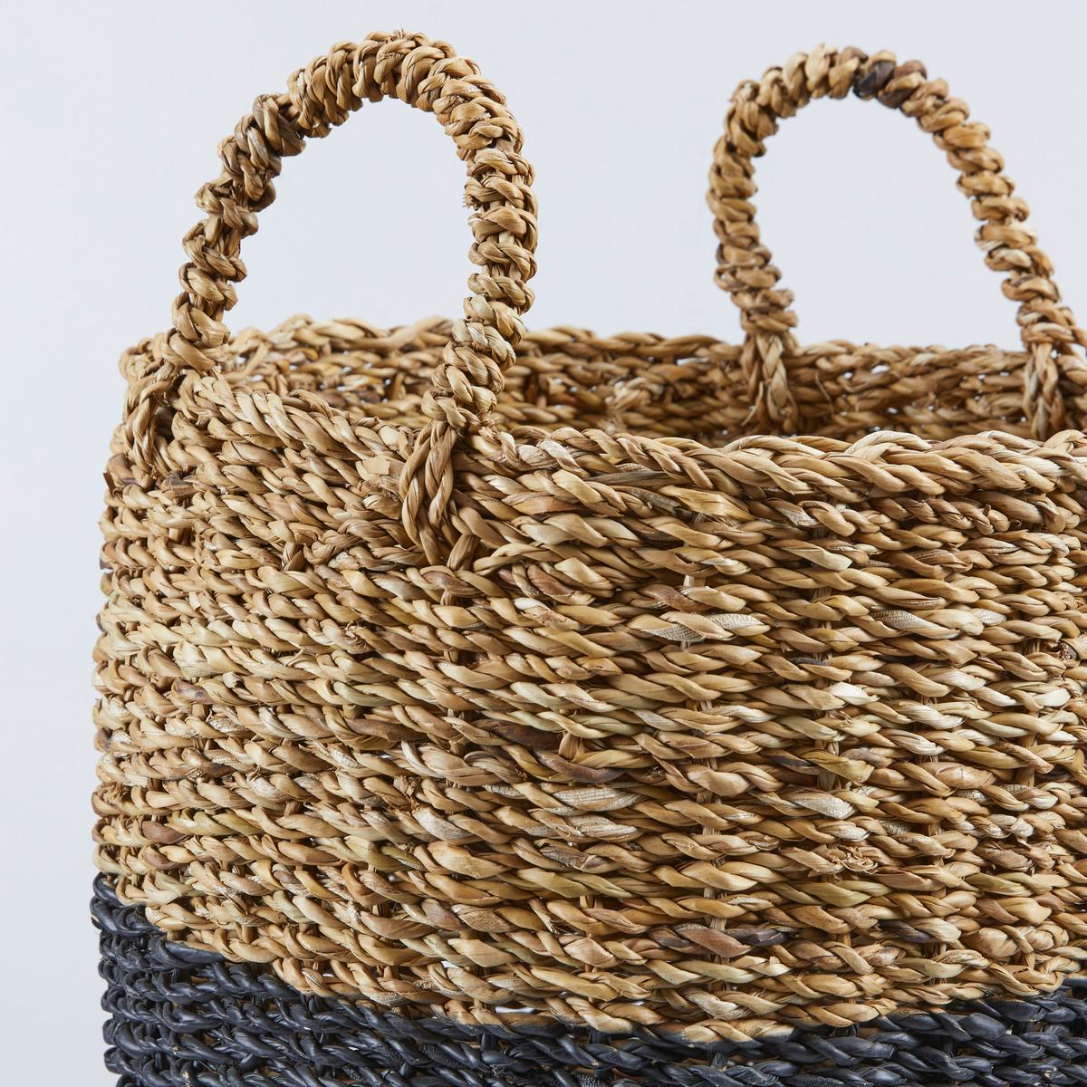 KOSZ DEKORACYJNY SOPHIAN - kolor naturalny/czarny, Natur, materiały naturalne (35/39cm)