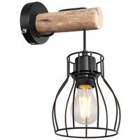 KINKIET 15326NW MINA - kolor naturalny/czarny, Design, metal/drewno (12/19,5/24,2cm) - Globo