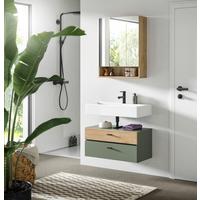 Badezimmer AQUA Grün, Eichefarben 2-teilig - Eichefarben/Schwarz, Trend, Glas/Holzwerkstoff (75cm) - MID.YOU