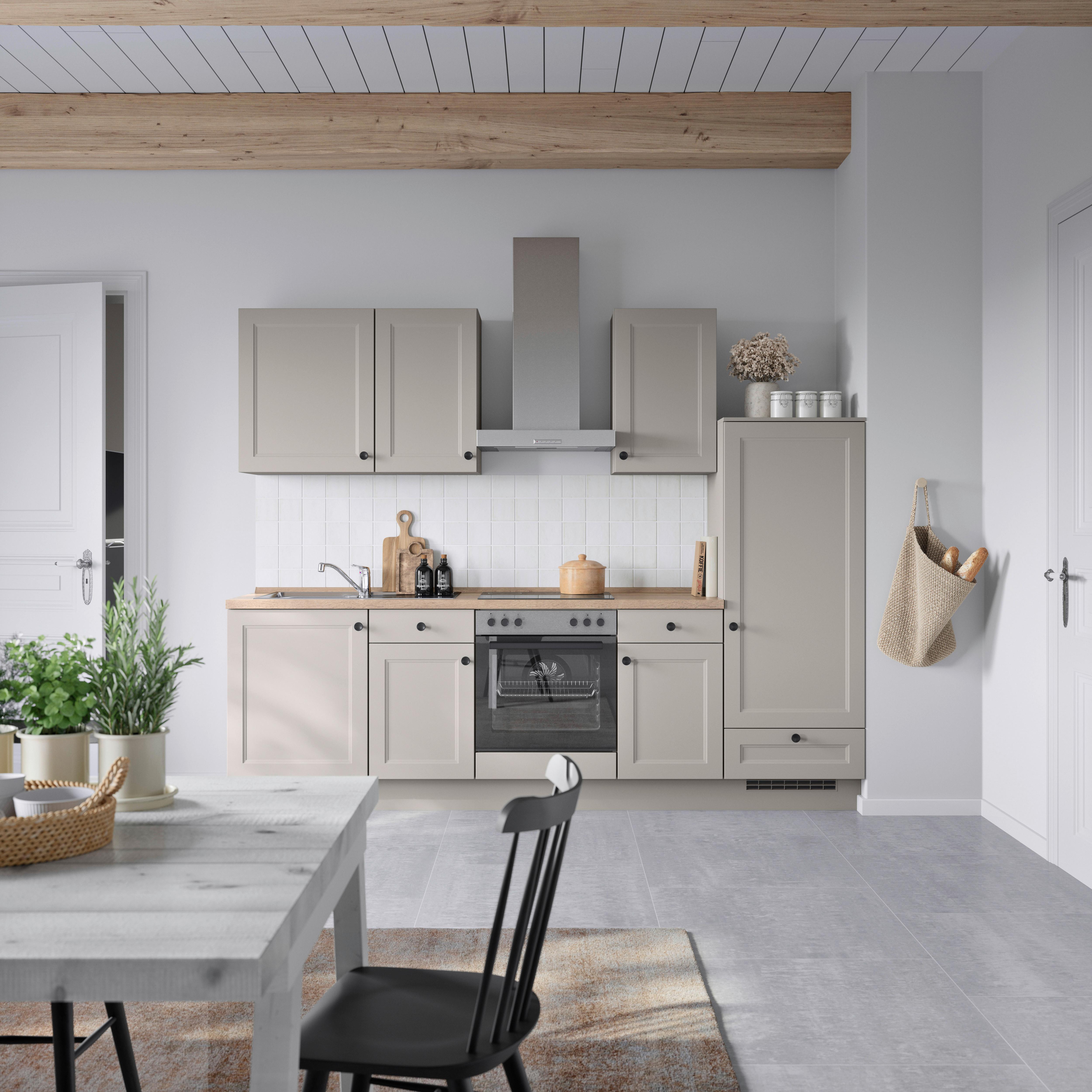 Küchenblock Cascada Low m. Geräten Grau - Eiche dunkel/Schwarz, MODERN, Holzwerkstoff/Metall (270cm) - Nobilia