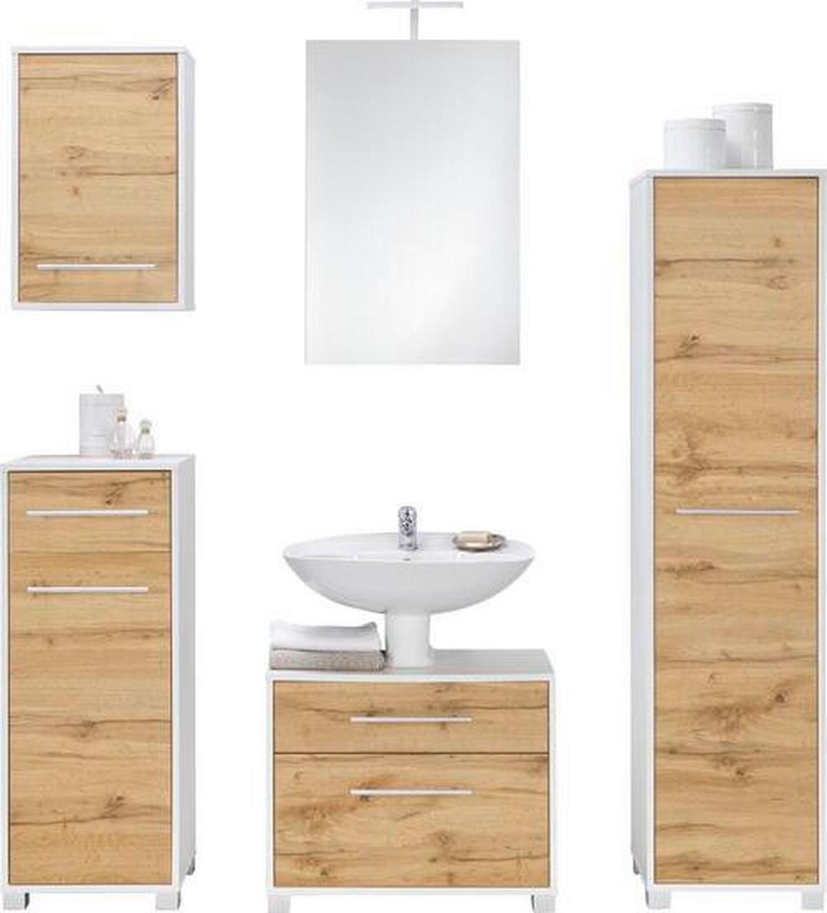 Unterschrank Weiß/Eichefarben - Chromfarben/Weiss, Modern, Holzwerkstoff/Metall (40/100/33cm) - Mömax