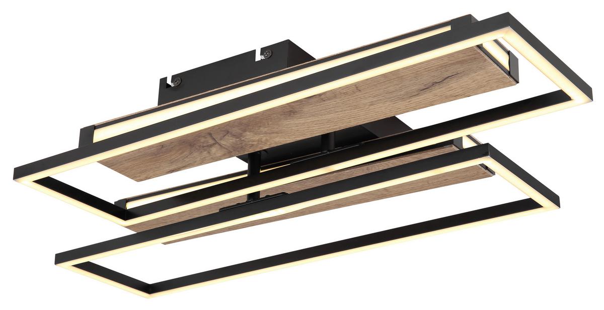 LED-DECKENLEUCHTE 67299D1 - Dunkelbraun/Opal, Design, Holzwerkstoff/Kunststoff (60/52/10cm) - Globo