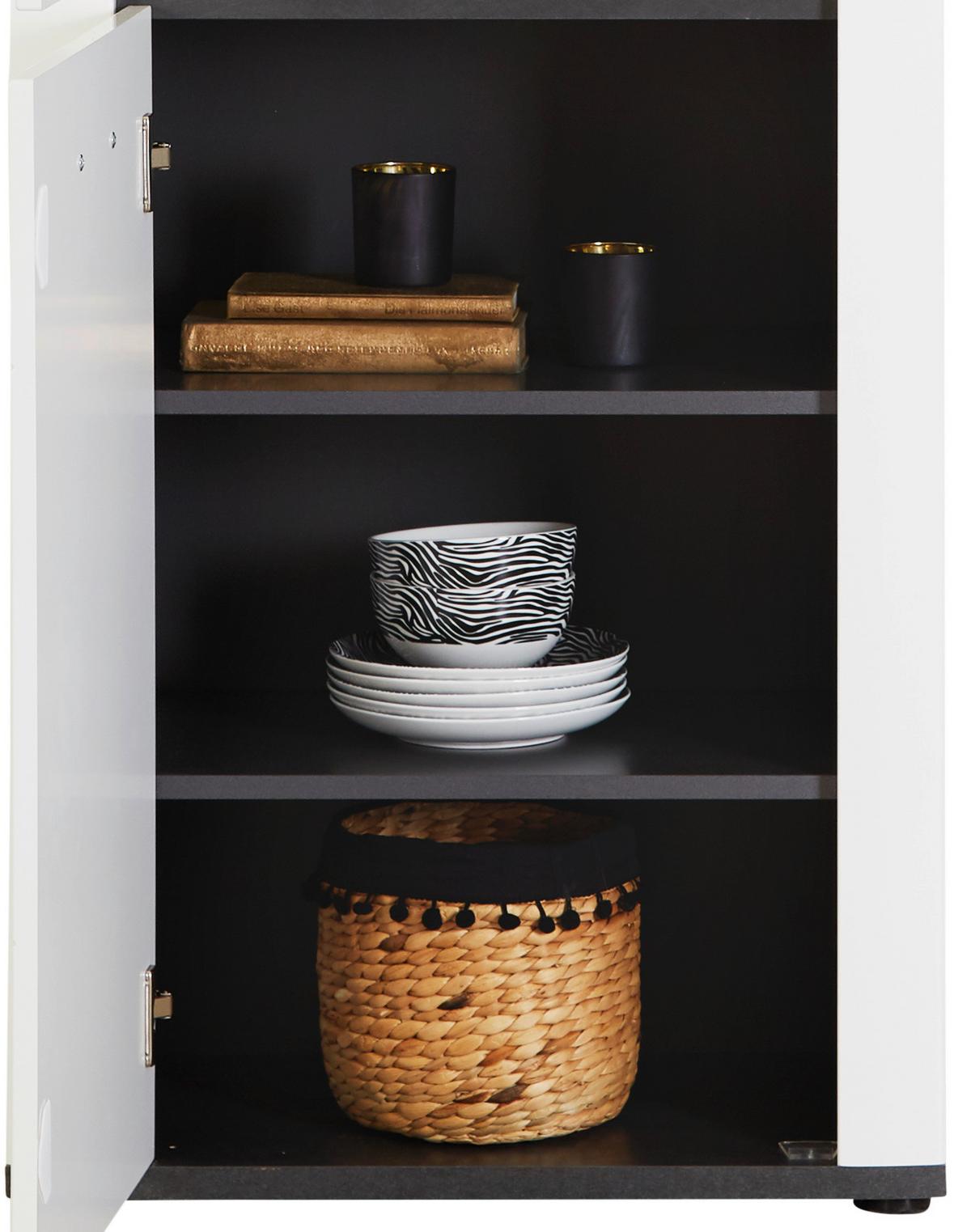 Dulap Alassio - alb/grafit, Modern, material pe bază de lemn (61,7cm) - Modern Living