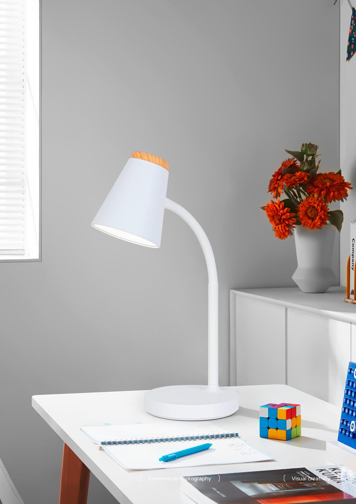 LED-Tischleuchte White Weiß max. 4,5 Watt - Weiß, MODERN, Kunststoff/Metall (13/13/42cm) - Mömax