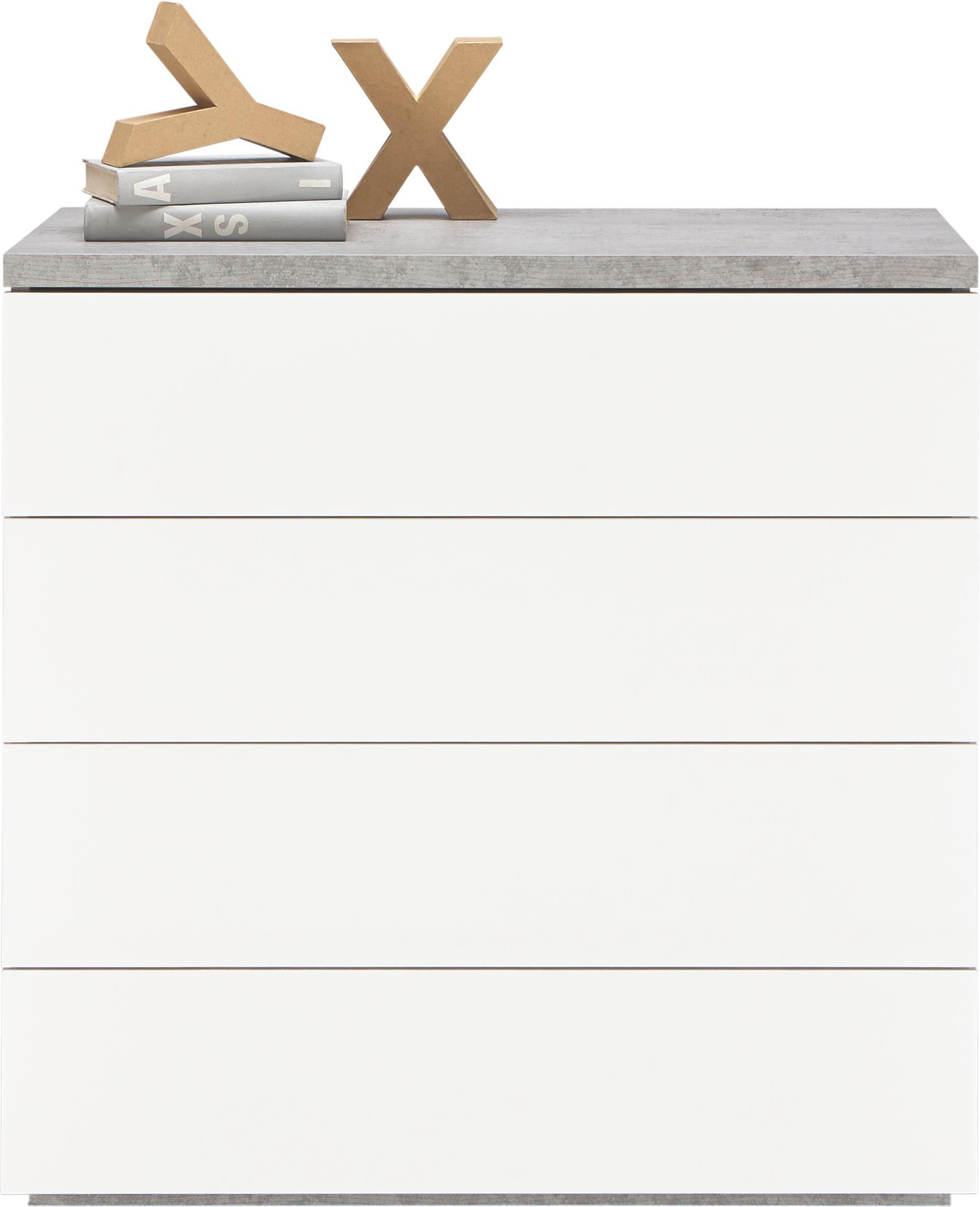 Kommode in Weiß Hochglanz/Grau - Weiß/Grau, Holzwerkstoff (85/88/44cm) - Modern Living