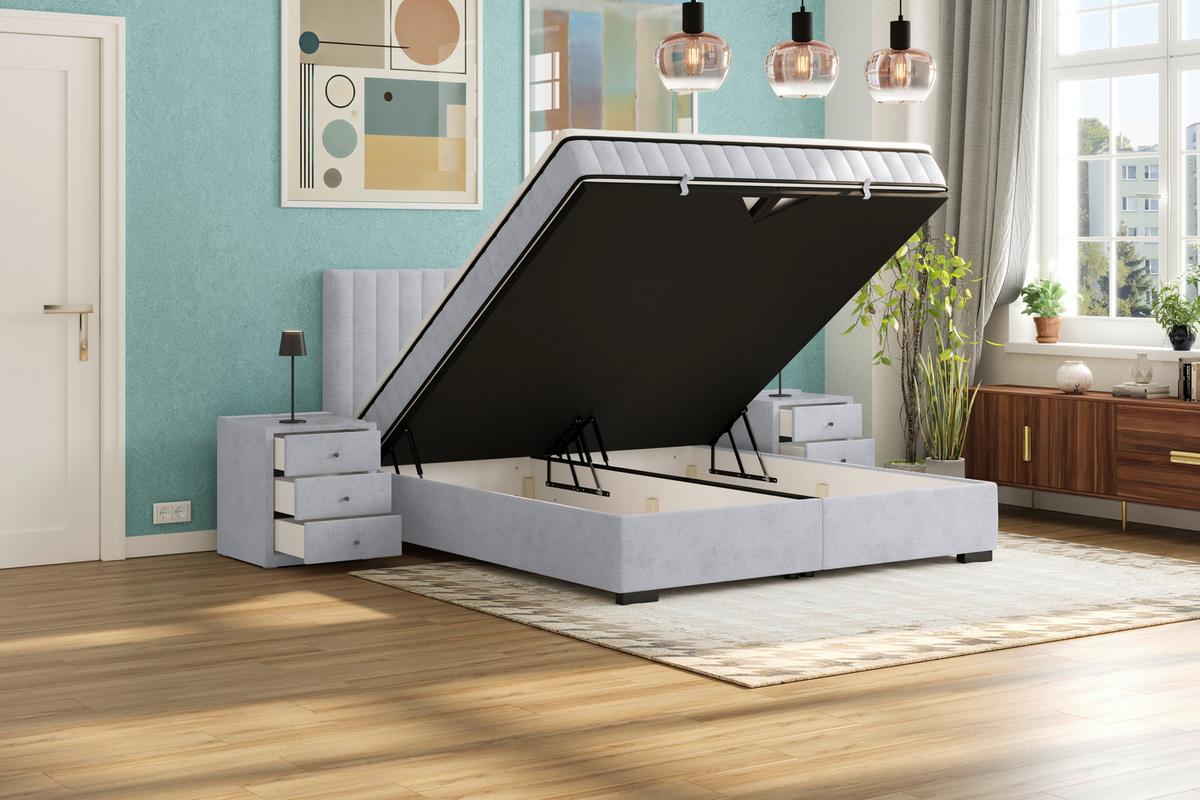 Box Krevet Maya C - siva/crna, Moderno, drvni materijal/drvo (200/220cm) - Based
