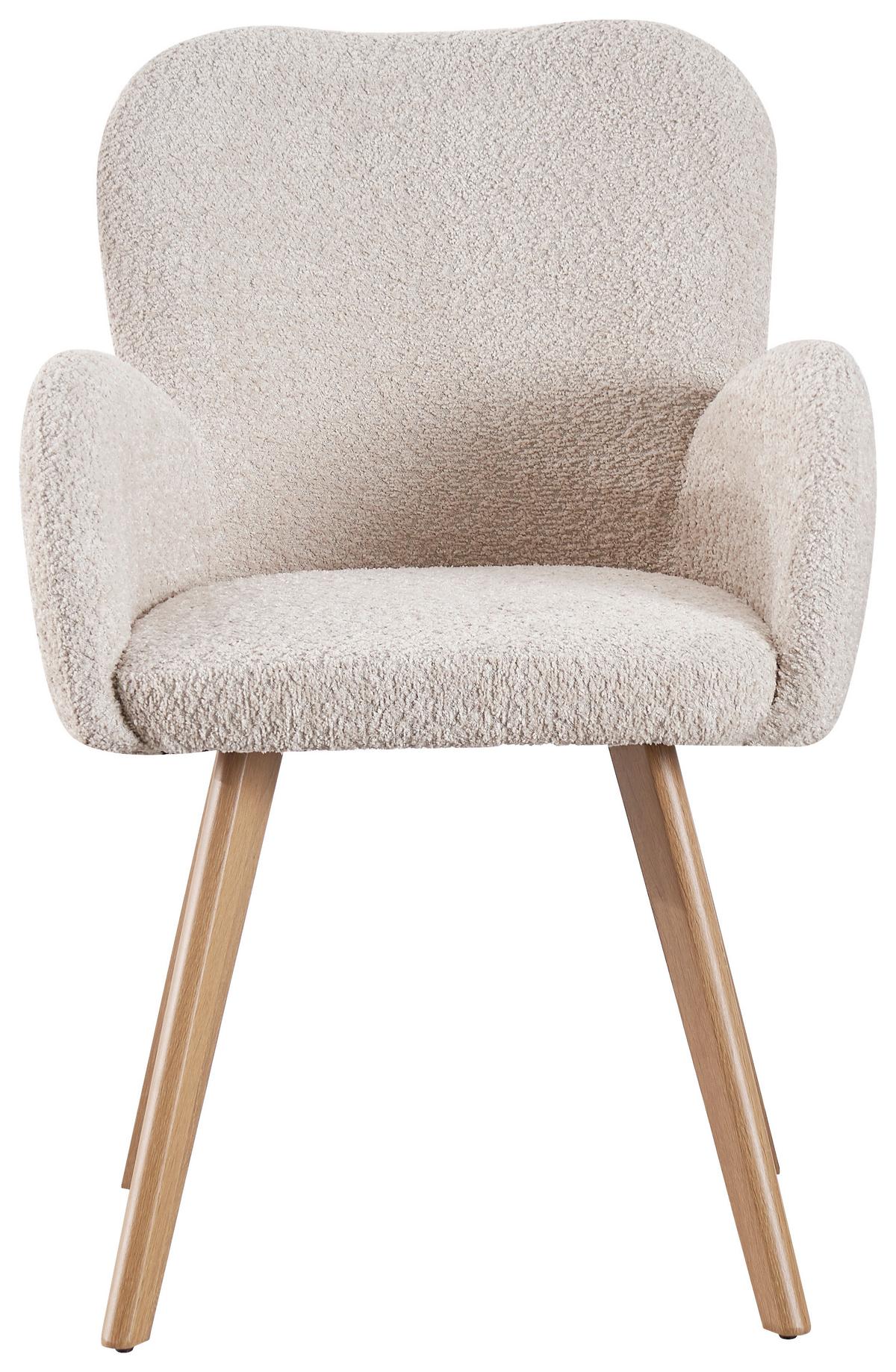 KRZESŁO Z PODŁOKIETNIKAMI LYDIA - kolor dębowy/beżowy, Modern, metal/tkanina (57/85/63cm) - MID.YOU